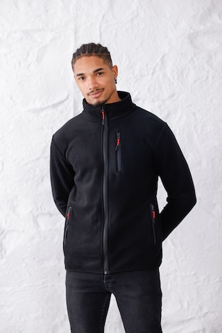 Monox Erkek Biyeli Fermuarlı Spor Polar Ceket Siyah