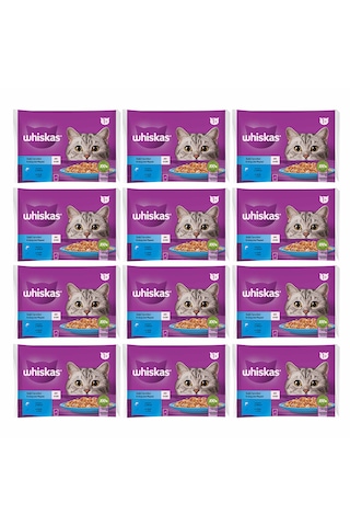 Whiskas Balık Çeşitleri Yetişkin Kedi Maması 4'lü 12 x 340 G