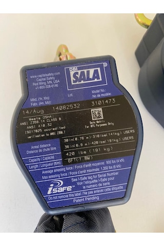 Dbi Sala Nano-Lok Çift Kollu Geri Sarımlı Düşüş Durdurucu 1.8 M 3 Çok Renkli