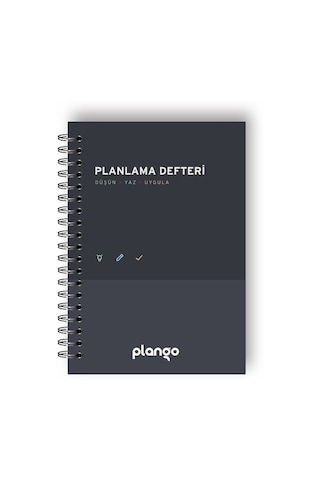 Plango Siyah - Gri Günlük Planlayıcı Defter - Daily Planner