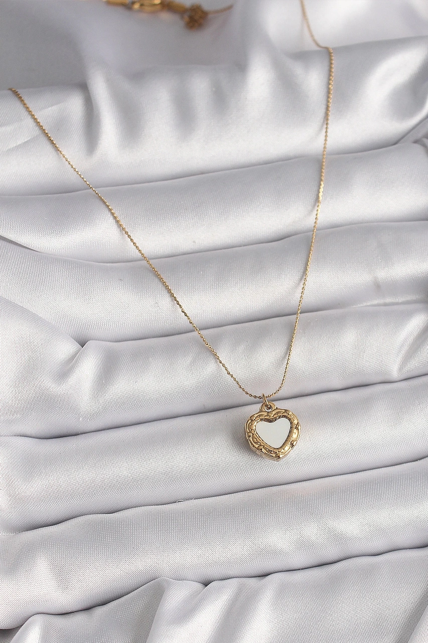 Dodes Dodes 316l Çelik Gold Renk Zincir Sedefli Kalp Model Kadın Kolye Tg27bko9784 Çok renkli