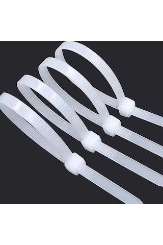 300 Adet - 20cm Cırt Kelepçesi 5 250mm Kablo Bağı - Beyaz 300 Adet