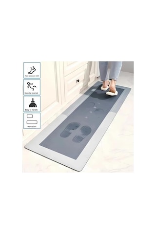 Banyo Paspası - Kaymaz Tabanlı - Süper Emici - Abdest Paspası - Uzun Gri 40 120 Cm Genel