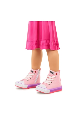 Kiko Kids Tinna Bağcıklı Kız Bebek Boğazlı Keten Spor Ayakkabı Pembe
