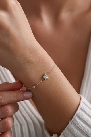 14 Ayar Altın Taşlı Yıldız Bileklik Sarı Altın