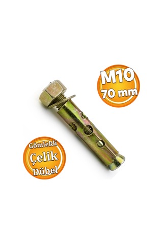 8 Adet Saplamalı Gömlek Çelik Dübel M10x70 Mm Raf Montaj Bağlantı Zemin Monte Tavan Asma Aparat