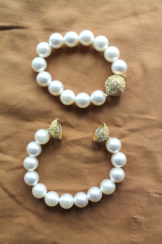 2 Adet Gold Mıknatıslı Krem İncili Perde Tutacağı & Perde Süsü