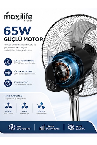 Breeze Mx-bs180 18 İnç 3 Ü 1 Arada Sanayi Tipi 65w 3 Kademeli Ayaklı Vantilatör