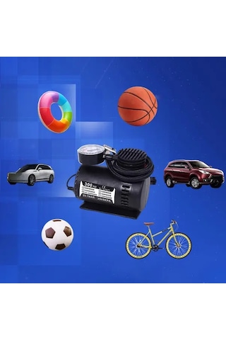 Boatshop1 Siyah Taşınabilir 12v Araba Hava Kompresörü Suv Motosiklet İçin Ağır Hizmet Tipi Lastik Şişirici Siyah-