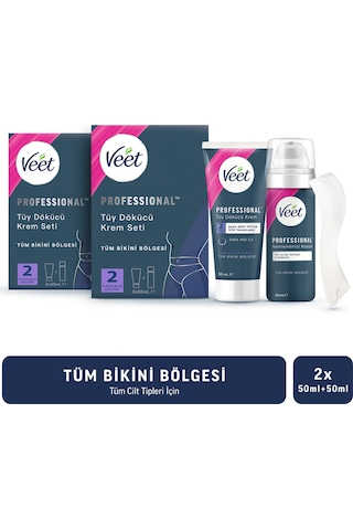 Veet Professional Bikini Bölgesi Tüy Dökücü Krem 4 x 50 ML + Tüy Dökücü Krem 50 ML + Nemlendirici Köpük 50 ML
