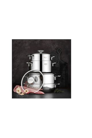 Amboss Cool 8 Parça Cam Kapaklı Çelik Tencere Seti