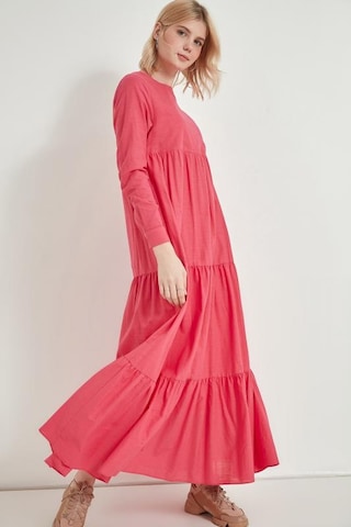 Pastelastore Kadın Pamuk Uzun Elbise 1109 Fuşya