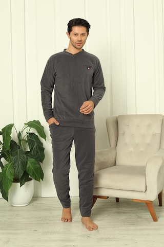 Erkek Manşetli Kışlık Polar Pijama Takımı 2267p Antrasit