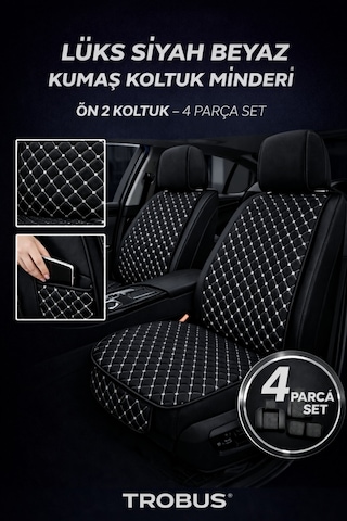 Fiat Egea Uyumlu 5 Parça Terletmez Kumaş Koltuk Minderi Siyah Beyaz