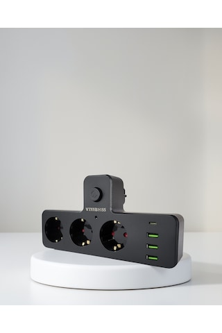 7 Portlu Çoklu Priz, Usb Ve Type-c Girişli Akıllı Güç Ünitesi 2 m