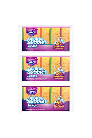 Bubble Sünger Düz 5'li Üçlü Set