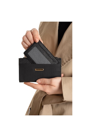 Newish Polo Kadın Fermuar Bölmeli Cüzdan Ve Kartlık - New399 Siyah