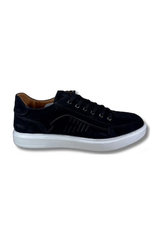 Dropland 8790 Siyah Hakiki Nubuk Deri Günlük Erkek Sneaker Ayakkabı Siyah