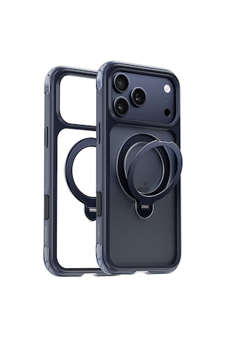 Apple iPhone Uyumlu 17 Pro Max Kılıf Wiwu As-203 Aeroshield Ultra Serisi M-safeli Airbagli Standlı Kapak Lacivert
