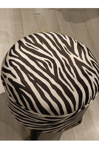 Mercan Mobilya Leopar Desen Bench Puf 43 Cm Beyaz