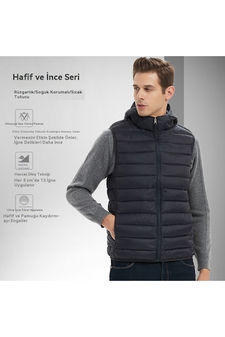 Erkek Pamuklu Yelek, Dış Giyim, Erkek Sonbahar Ve Kış Yeleği, Kolsuz Pamuklu Ceket. Gri