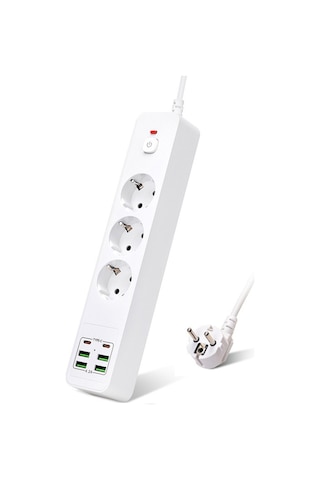 H-01 Hızlı Şarj İstasyonu 3000w 3'lü Priz 2 Metre Uzatma Kablosu