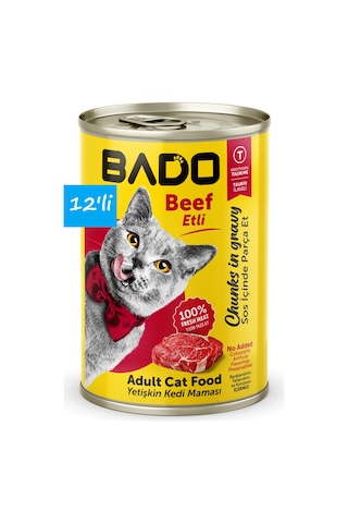 Bado Yetişkin Yaş Kedi Maması Etli Biftekli 400gr 12'li
