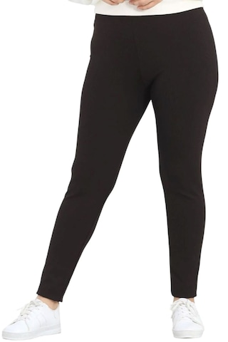 Dar Kalıp Yüksek Bel Fitilli Tayt Siyah