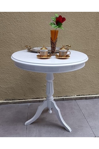 Fiskos Sehpa Eko 90502 Baba 3 Ayak 60cm Hareketli Mdf Tabla Parlak Beyaz El Yapım