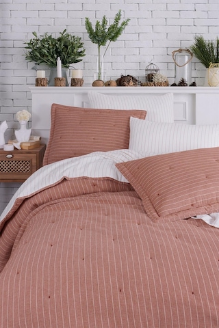 İyi Geceler İstanbul Soft Dreams Kiremit Çift Kişilik %100 Pamuk Natural Yatak Örtü Seti Kiremit