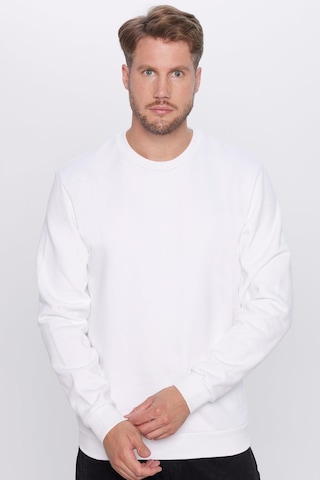 Tudors Unisex Oversize Geniş Kesim %100 Pamuk Basic Beyaz Bisiklet Yaka Sweatshirt-26563 Beyaz
