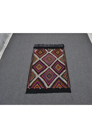 Zehra Abla Halı El Dokuması Geometrik Model Karapınar Yörük Cecim Yün Kilim 7166 Çok Renkli