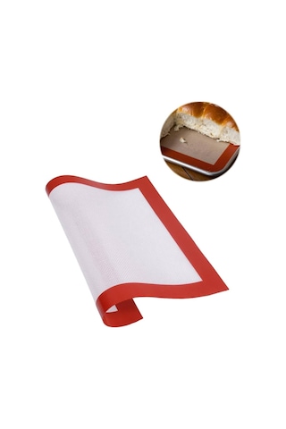 Fırınlanabilir Kendinden Yağlı Silikon Pişirme Matı Silpat Yıkanabilir Fırın Matı 30 X 40 Cm Kırmızı