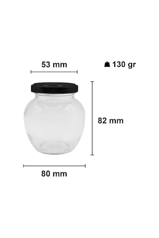 210 Ml Metal Siyah Kapaklı 210 Cc Cam Konserve Yumurta Kavanoz 15 Adet