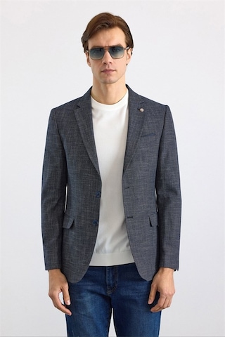 Süvari Lacivert Slim Mono Yaka Düz Pike Torba Cep Yıkamalı 6 Drop Klasik Ceket Sct2021600002-m09