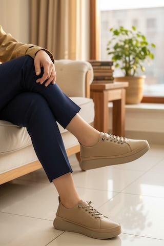 Enoch Kadın Siyah Lazer Kesim Detaylı Comfort Taban Şehir Sneaker Loafer Ten