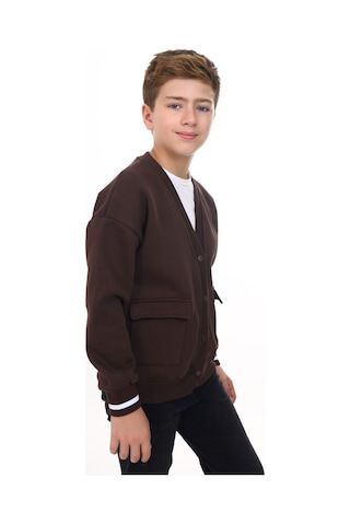 Toontoy Erkek Çocuk Baskılı Hırka Kahverengi