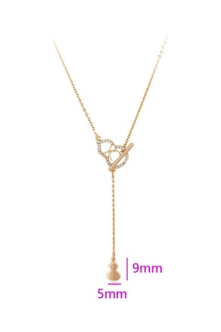 Zirkon Taşlı Su Kabağı Motifli Yaka Sallantılı 18 Ayar Altın Kaplama Kadın Kolye Gold