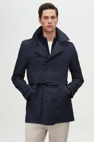 Ds Damat Regular Fit Lacivert Apoletli Beli Kemerli Pardösü/Trenckot 1HF08ORT00013 Lacivert