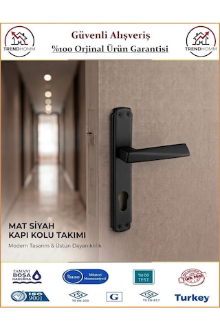 Trendhomm Prizma Aynalı - Mat Siyah - Yale Dış Çelik Kapı Kolu