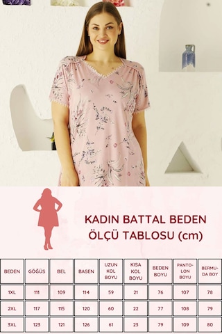 Alimer Kadın Pembe Büyük Beden Bermuda Pijama Takm Edy2704b-p Pembe