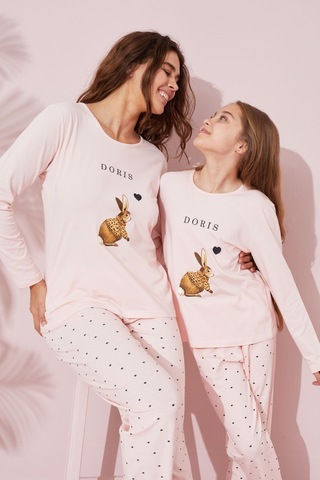 Siyah İnci Pamuklu Örme Pijama Takım 24241099 Somon