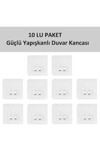 Alper Banyo 10lu Güçlü Kendinden Yapışkanlı Kancalar Köşe Rafı Banyo Rafı Duş Rafı Kancası, Su Geçirmez Askı Şeffaf