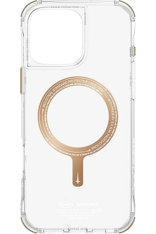 Apple iPhone 16 Pro Uyumlu Kılıf Magsafe Özellikli Şeffaf Airbag Tasarımlı Skinarma Saido Prime Kapak Gold