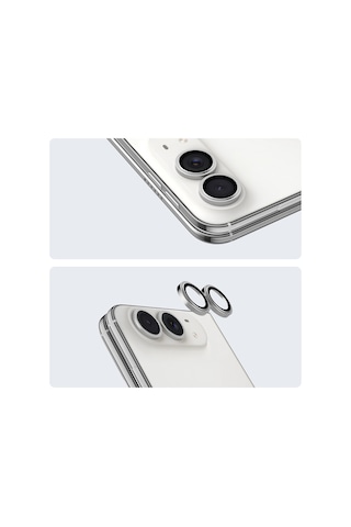 Apple Uyumlu iPhone Duo Youngkit Alloy Parlama Önleyici Kamera Lens Koruyucu Aparatlı Gümüş
