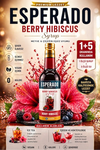 Berry Hibiskus Şekersiz Meyve Kokteyli Konsantresi 750 Ml - 1:5 Berry Hibiskus Şekersiz Meyve Kokteyli Konsantresi 750 Ml - 1:5