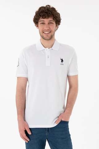 U.S. Polo Assn. Erkek Slim Fit Polo Yaka Beyaz Basic Tişört 50305929-VR013