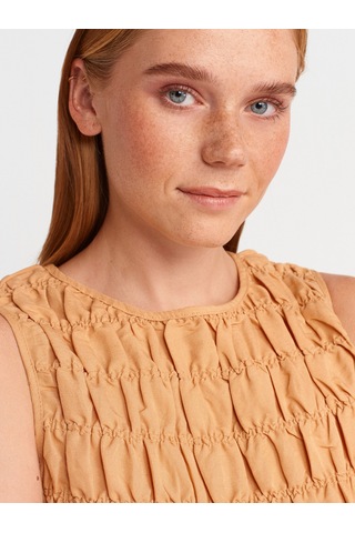 Dilvin 50845 Kolsuz Crop Bluz-bej Bej