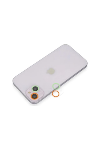 Newface Apple iPhone Uyumlu 13 Mini Renkli Kamera Lens Koruma Cam Semeglbl - 89 - Turuncu-yeşil