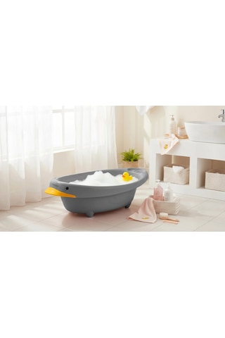 Babyjem Neşeli Ördek Bebek Banyo Küveti Soft Gri Çok Renkli